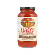 RAO'S Homestyle Bolognese sauce jar with red tomato sauce, 680g glass container.