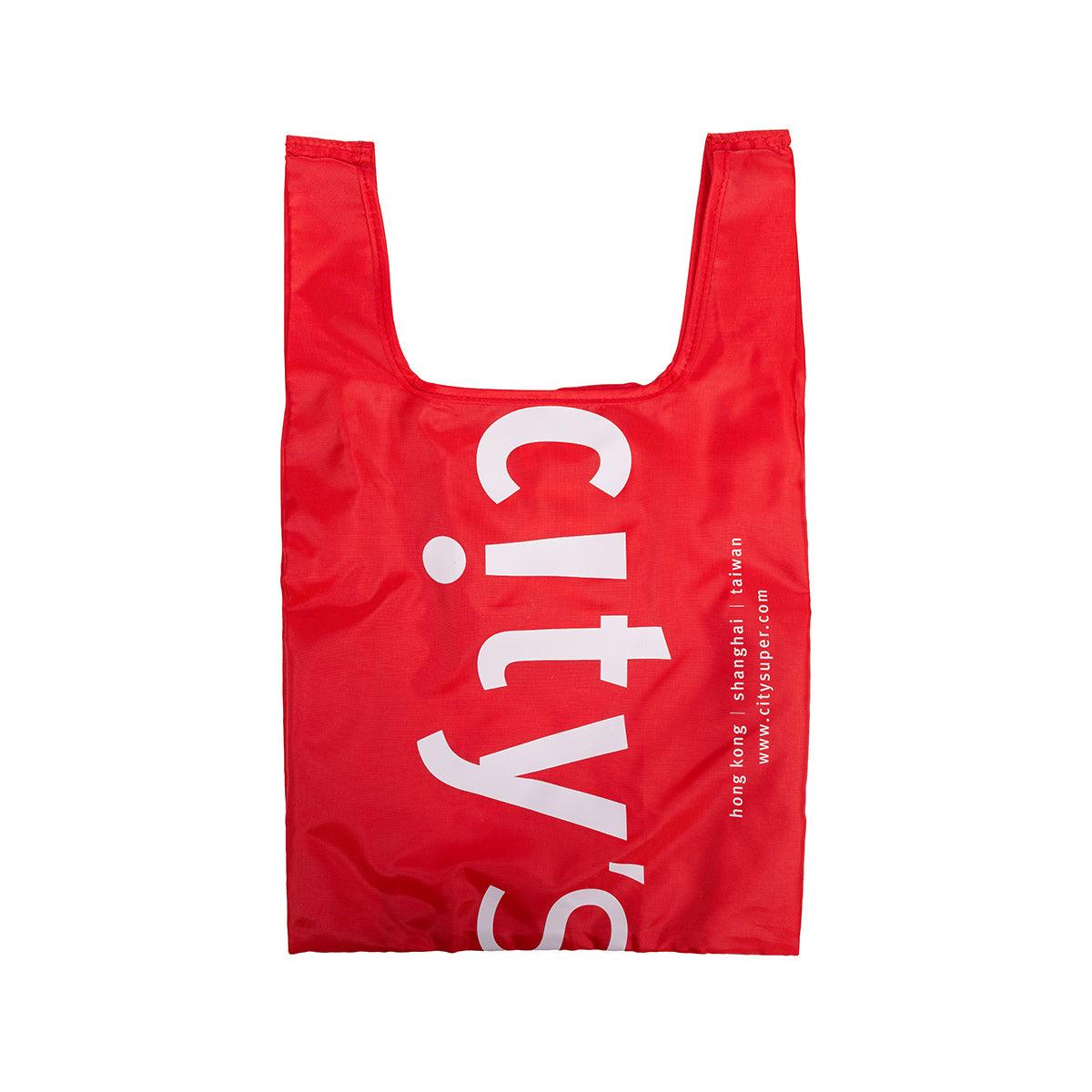 Small red CITYSUPER logo foldable pocket bag with short handles