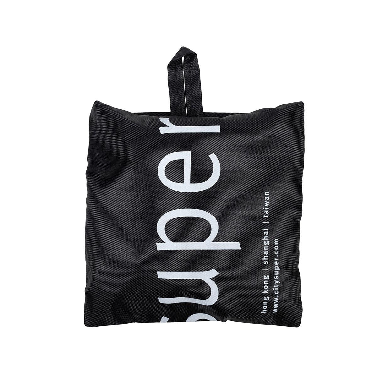 Black compact pouch tote with CITYSUPER logo and loop handle