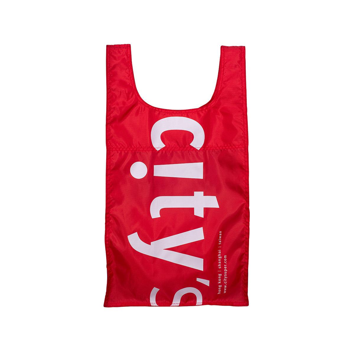 Red pocketable tote bag with large CITYSUPER CS logo