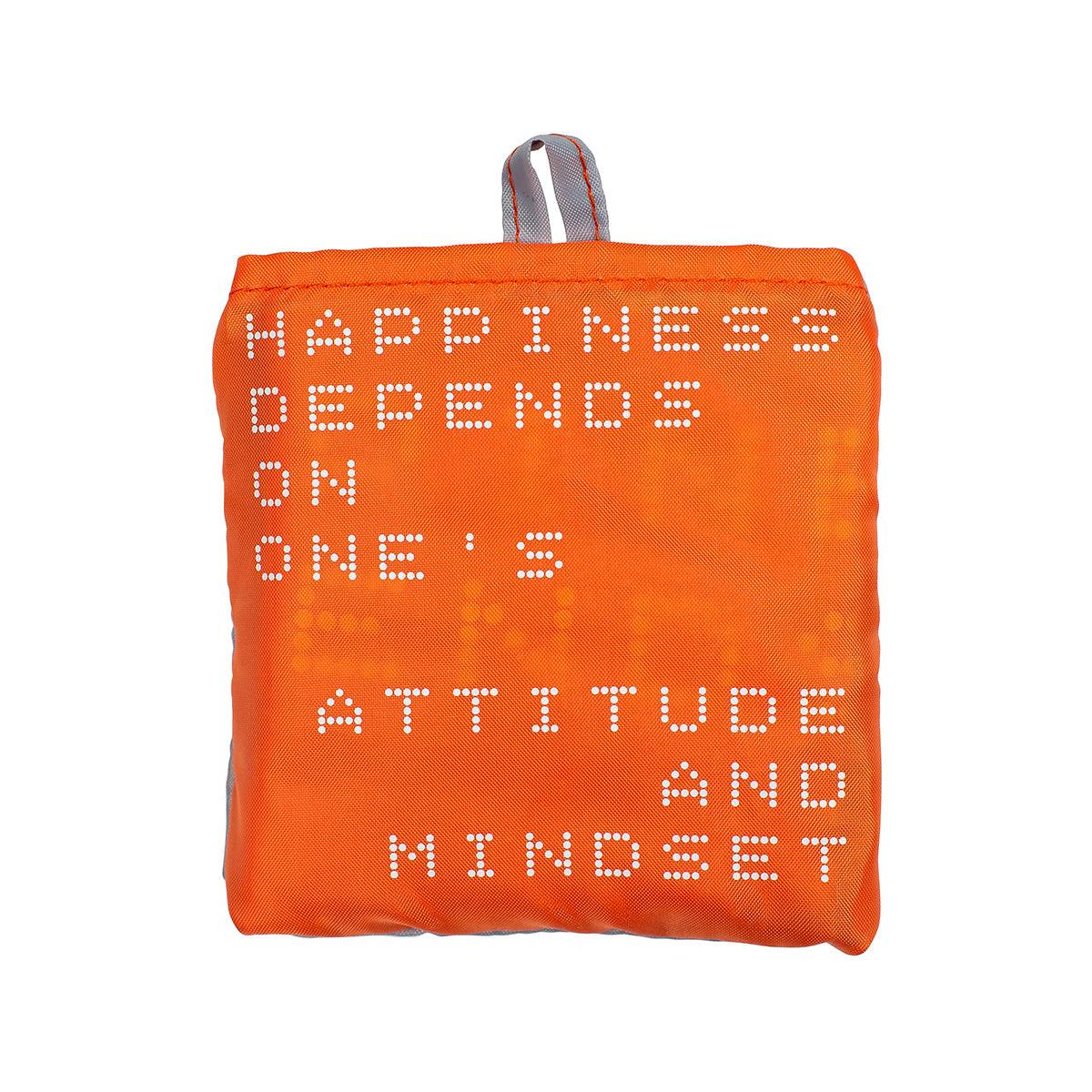 CITYSUPER large pocketable tote bag, orange with dotted message text and carry handle