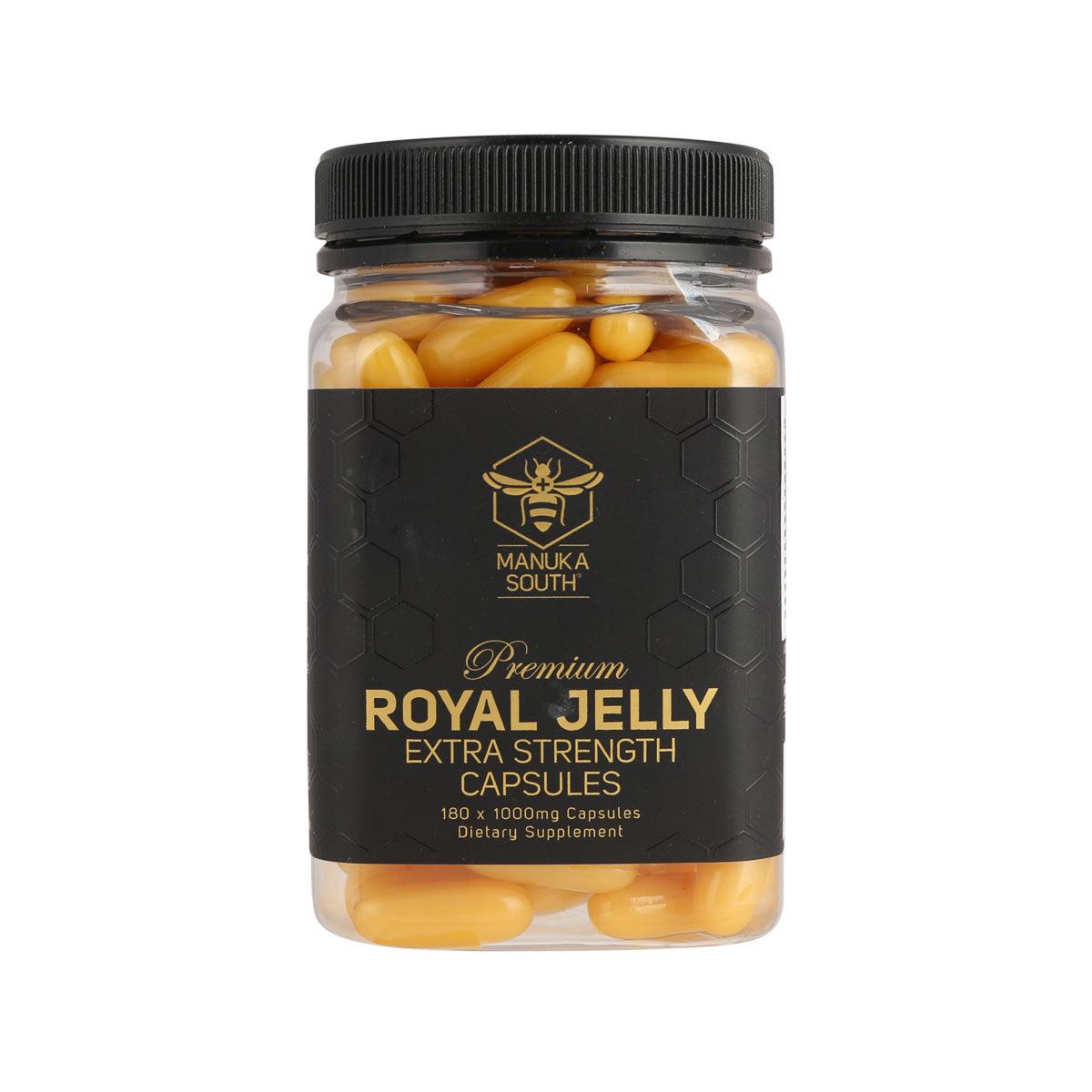 MANUKA SOUTH Royal Jelly extra strength 1000mg capsules in black-labeled bottle
