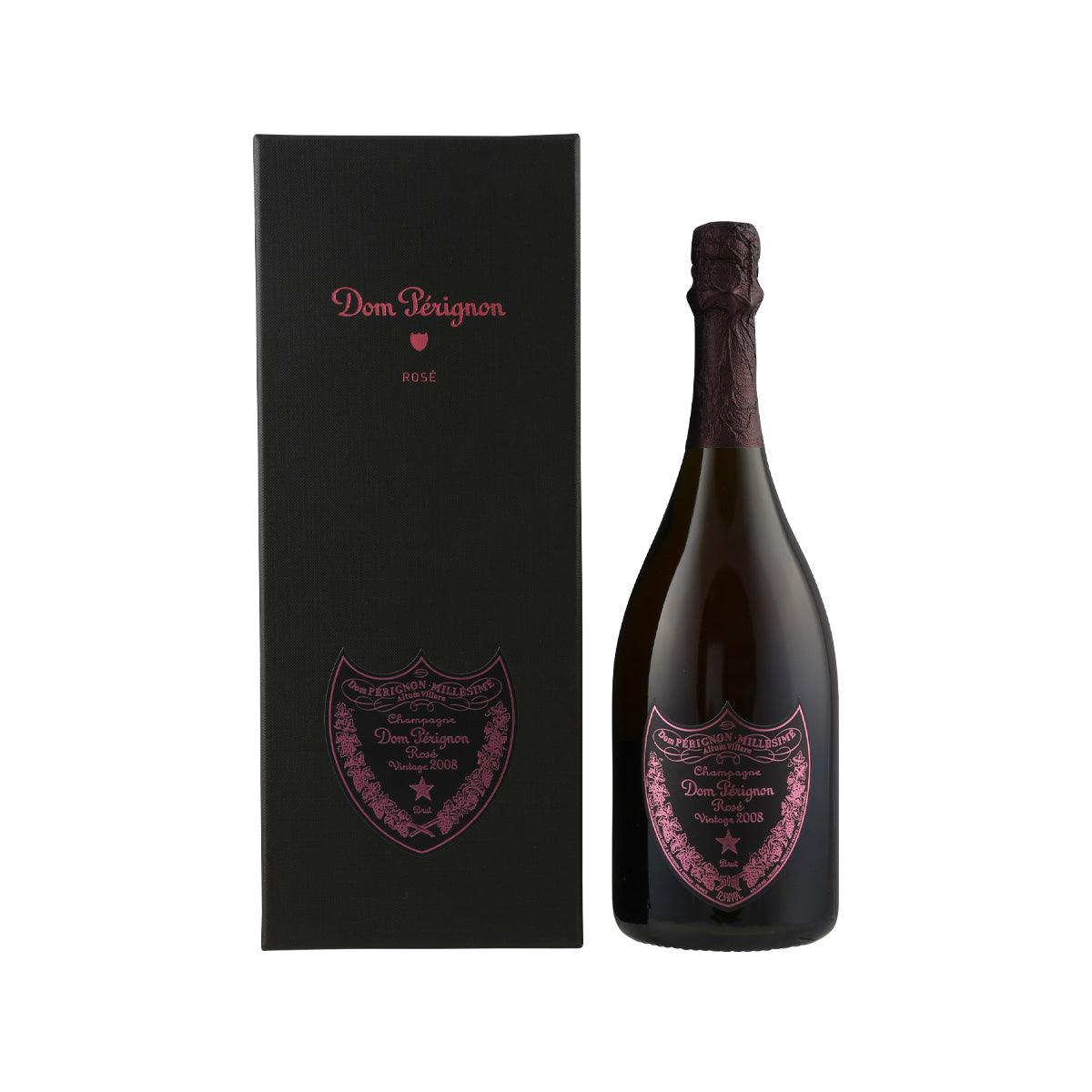 Dom Pérignon Rosé 09 champagne bottle with matching black gift box