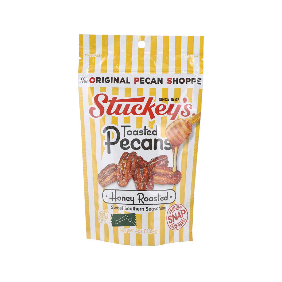 STUCKEY'S toasted pecans honey-roasted in striped stand-up pouch
