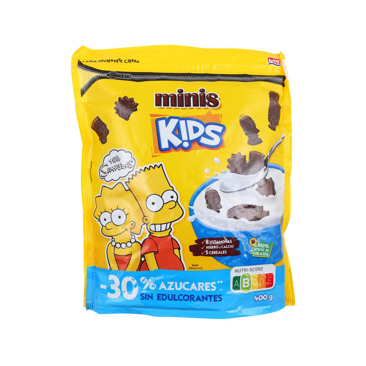 ARLUY Simpsons Minis Kids chocolate cereal biscuit pouch, 400 g, yellow pack