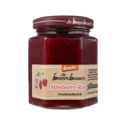 Organic 70% raspberry rose fruit jam jar (200g), with front label and lid