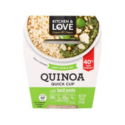 Quinoa quick meal with basil pesto ready cup pouch, 225g, green label.