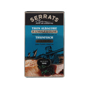SERRATS canned yellowfin tuna fillet in olive oil box, front label