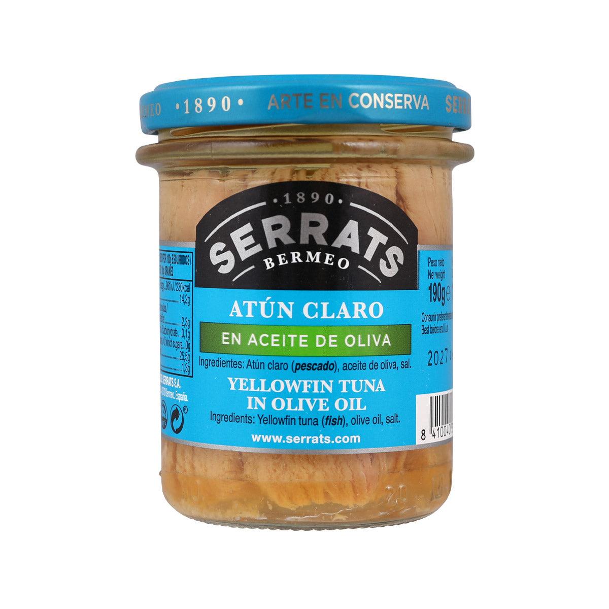 SERRATS yellowfin tuna in olive oil jar with blue lid