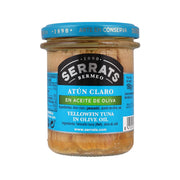 SERRATS yellowfin tuna in olive oil jar with blue lid