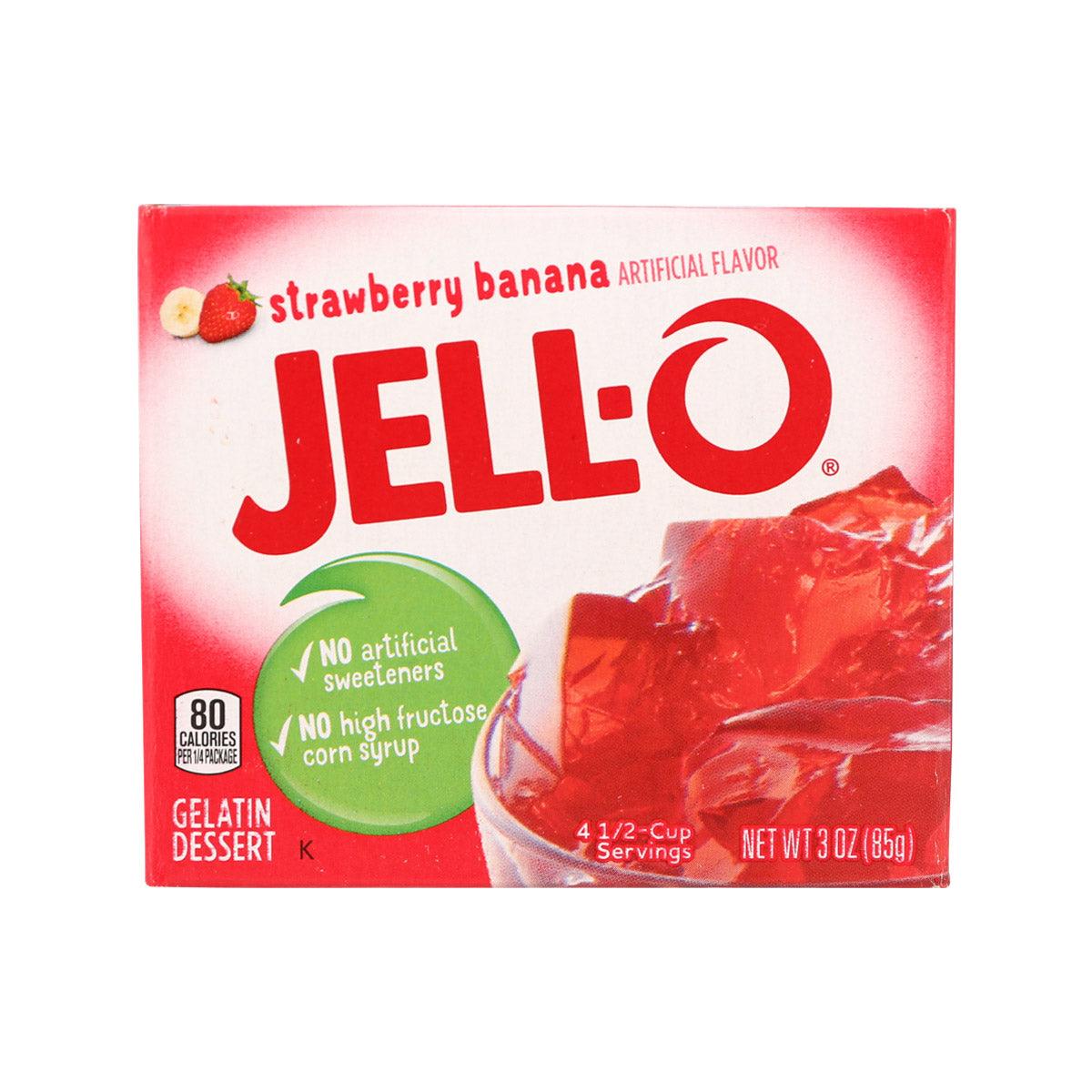 JELL-O gelatin dessert mix box, strawberry banana flavor, 85 g (3 oz)