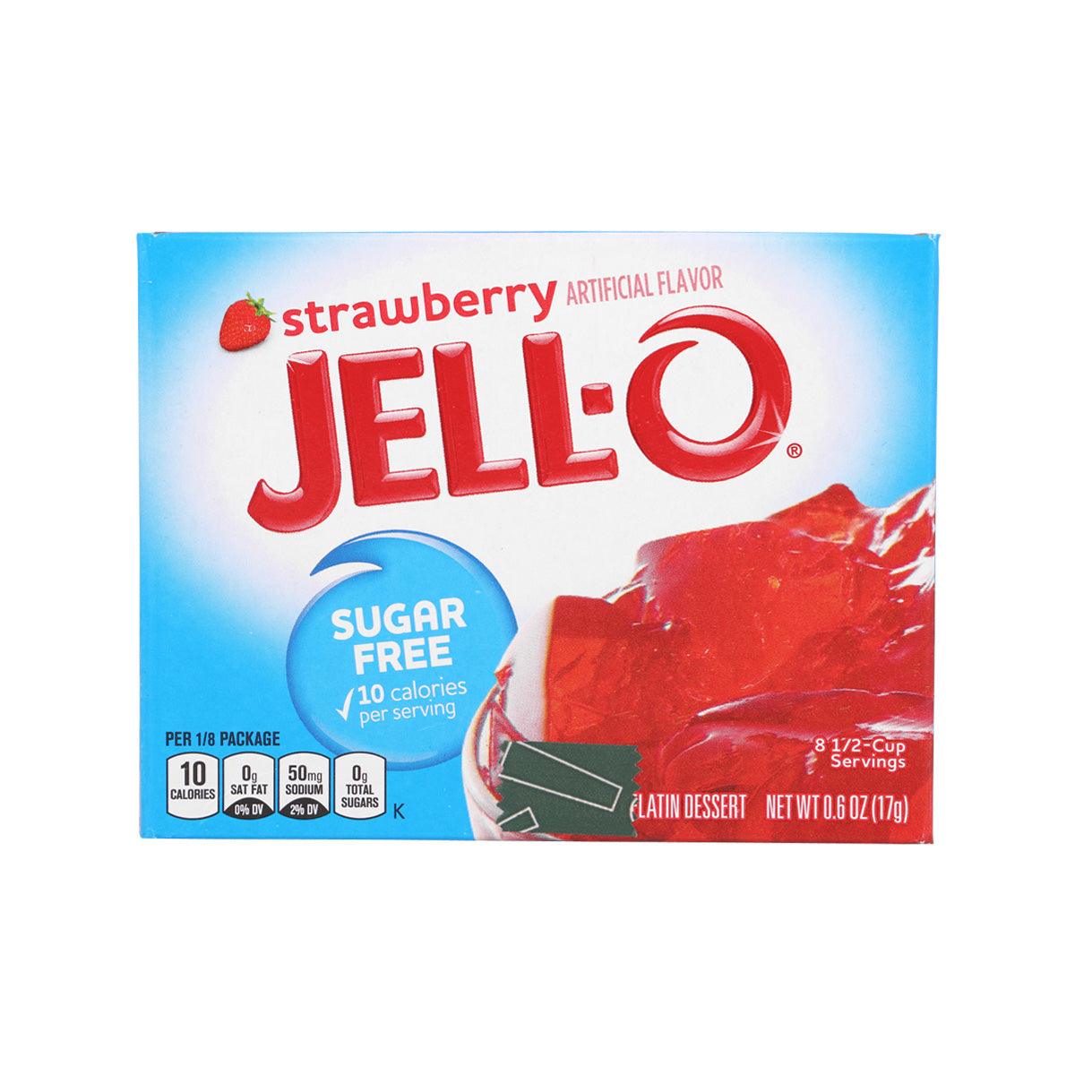 JELL-O Zero Sugar strawberry gelatin dessert mix box, sugar free, 17g