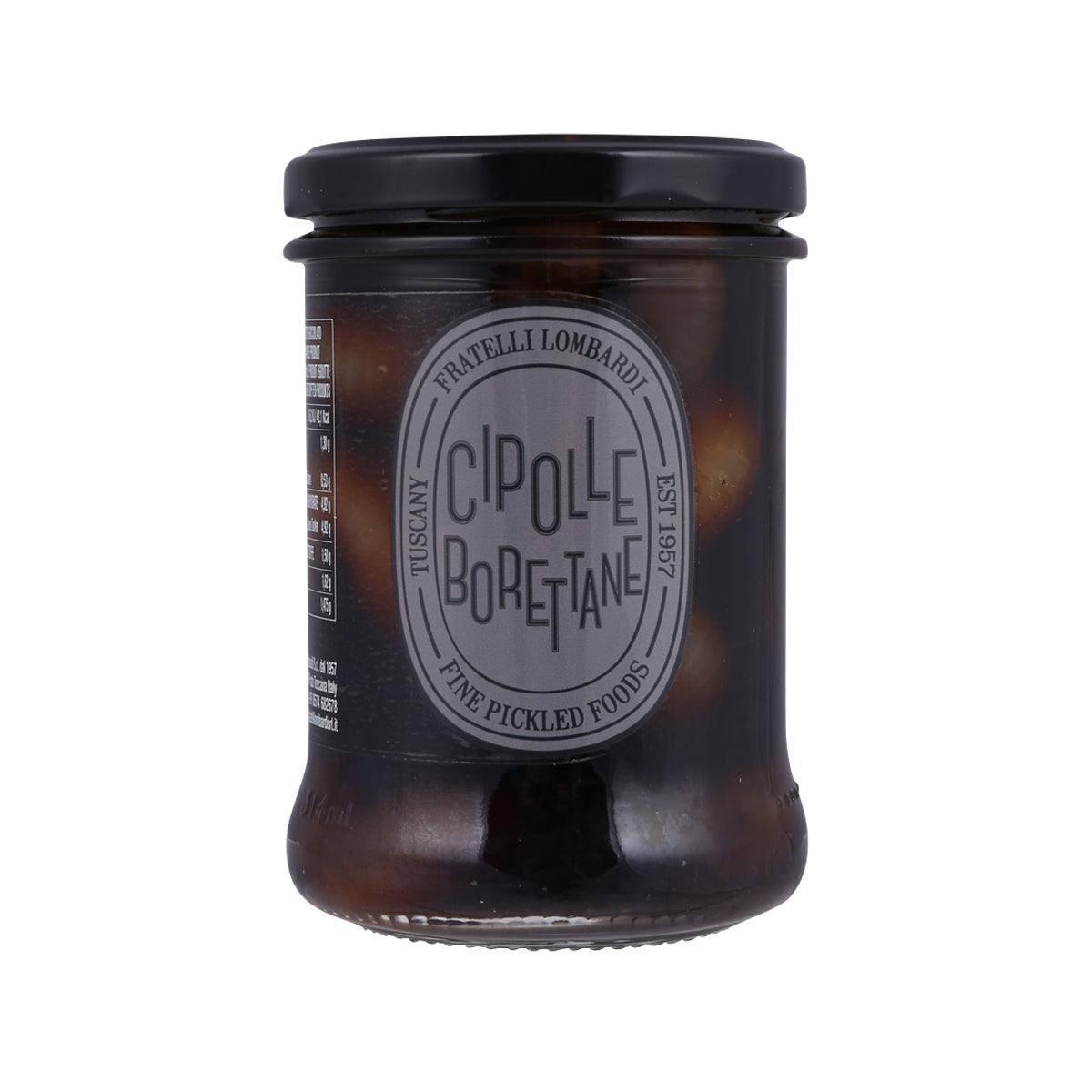 FRATELLI LOMBARDI Borettane onions in balsamic vinegar jar with dark onion pieces