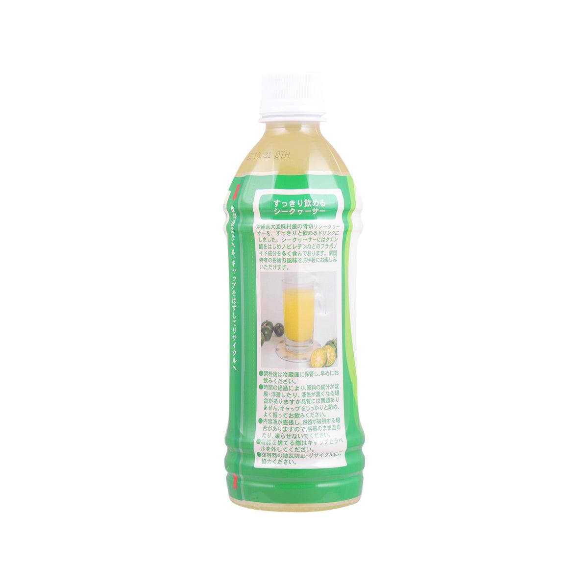 Green plastic drink bottle with back label, TOKUSAN, 500 mL