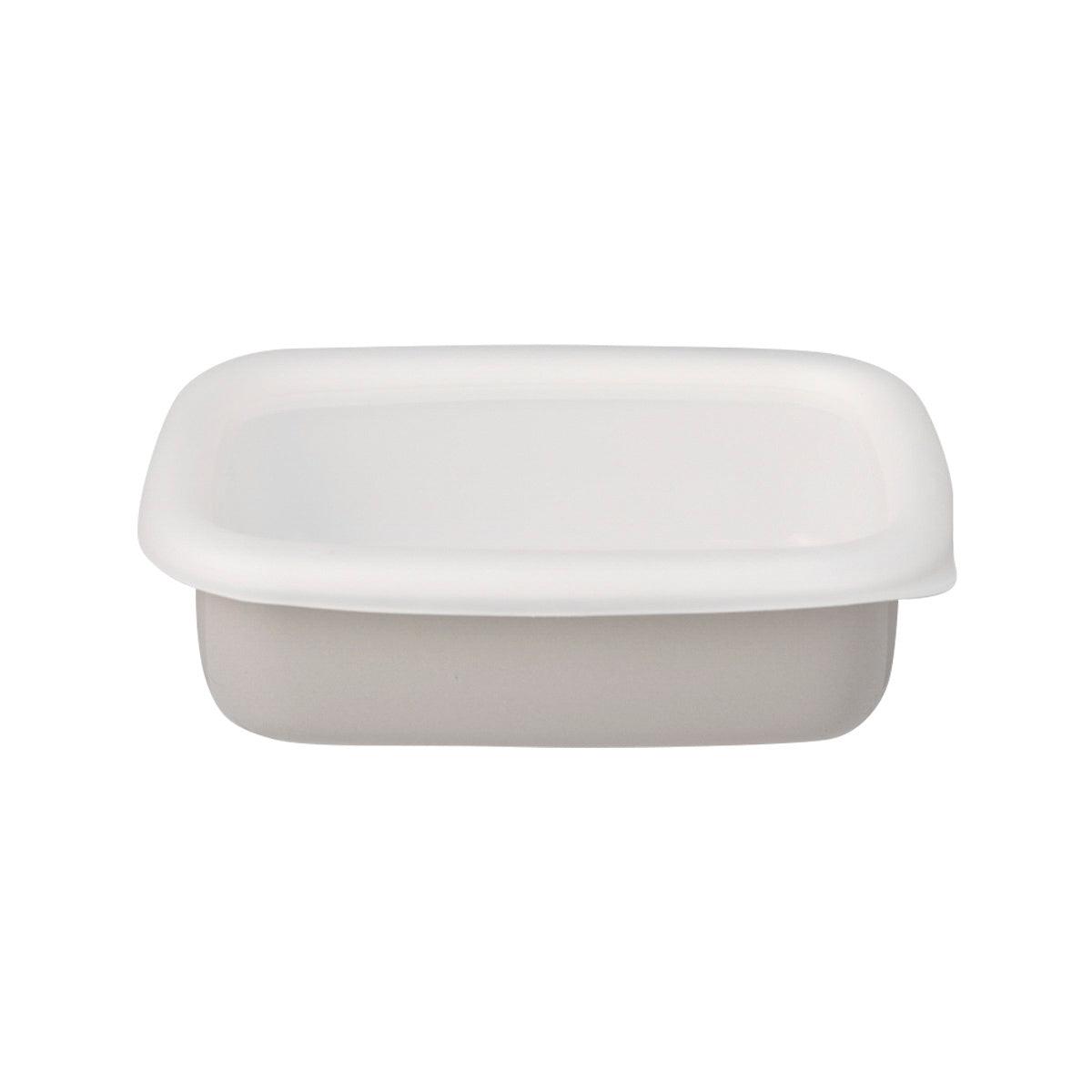 Pale gray enamel small container with rounded lid