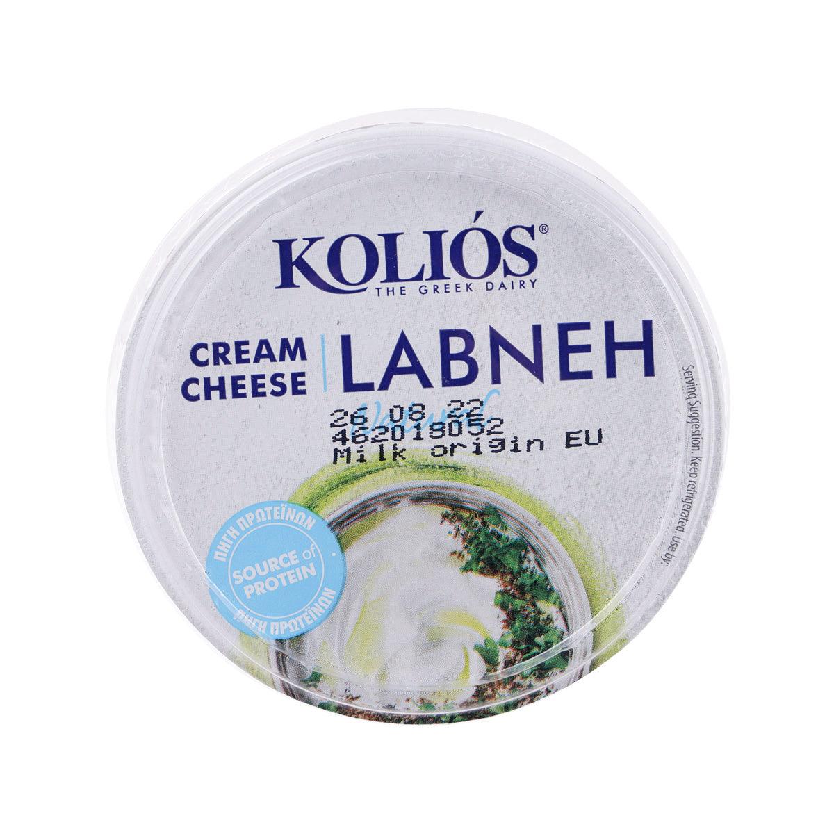 KOLIOS labneh cream cheese tub lid, printed label