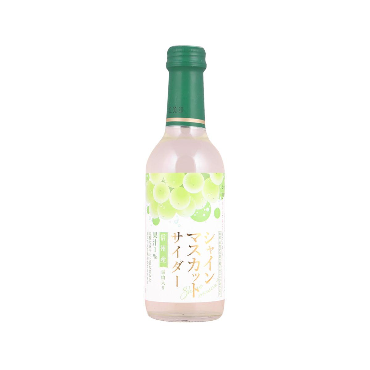KIMURA DRINK Shine Muscat cider bottle, 240 mL, green cap and light pink liquid.