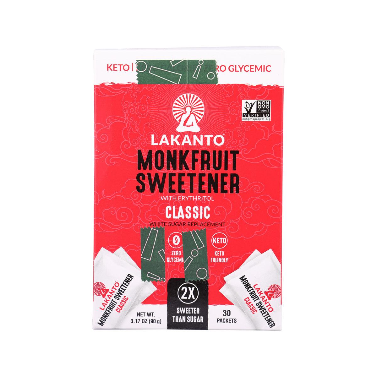 LAKANTO Monkfruit Sweetener Classic box, red packaging, 90 g