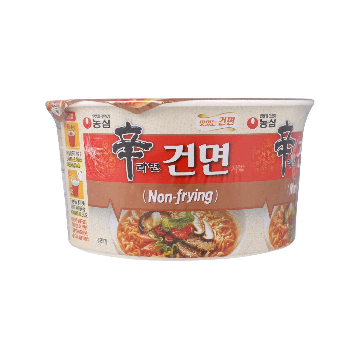 Non-frying instant noodle cup, red-and-brown lid with non-frying text