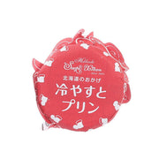 Santa-themed custard pudding cup lid, red with white Santa graphics