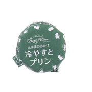 Matcha pudding cup, green Santa-themed printed lid