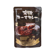 HIKARI Organic Keema Curry pouch, brown stand-up bag with curry dish photo