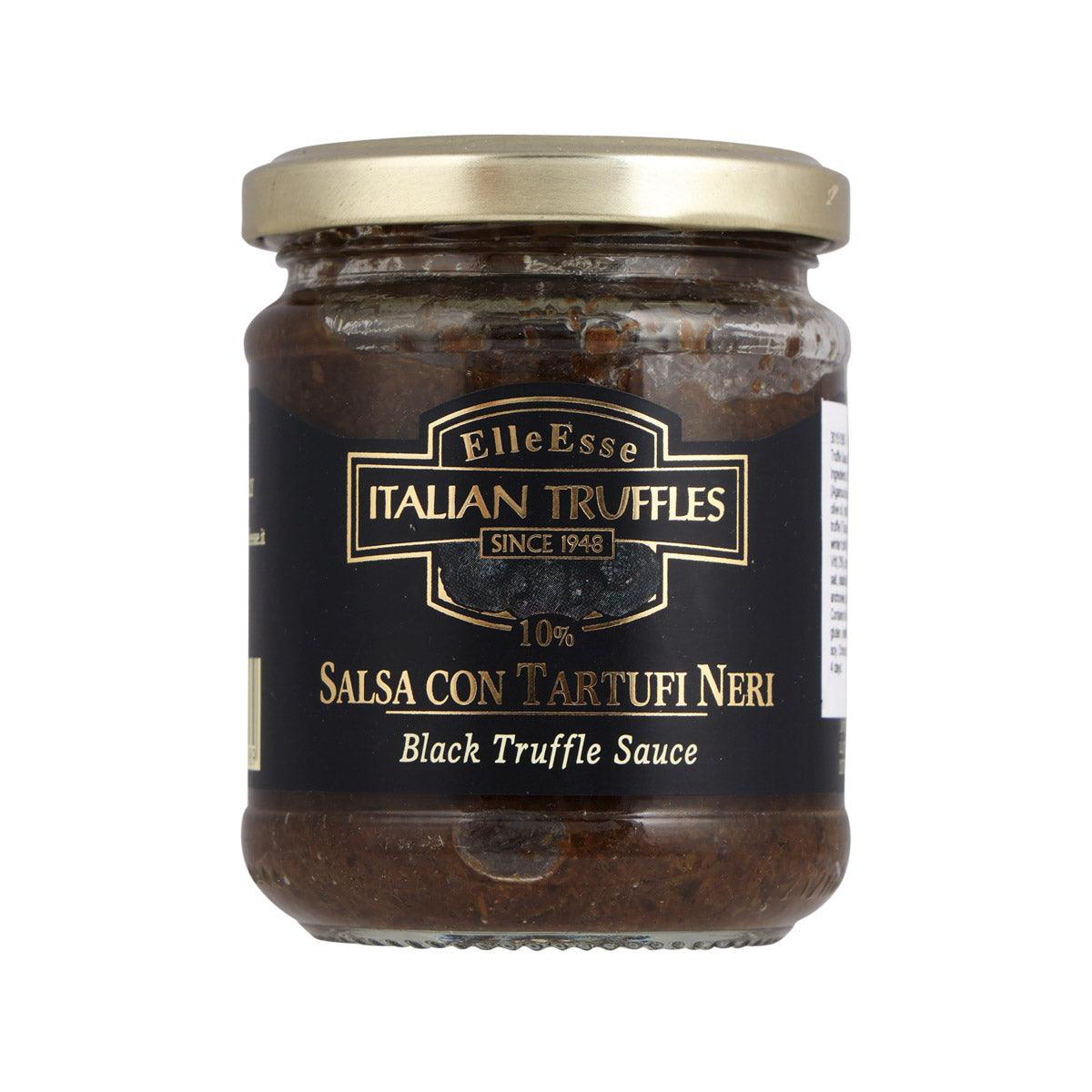 ELLE ESSE Black Truffle Sauce jar, glass with gold lid and front label