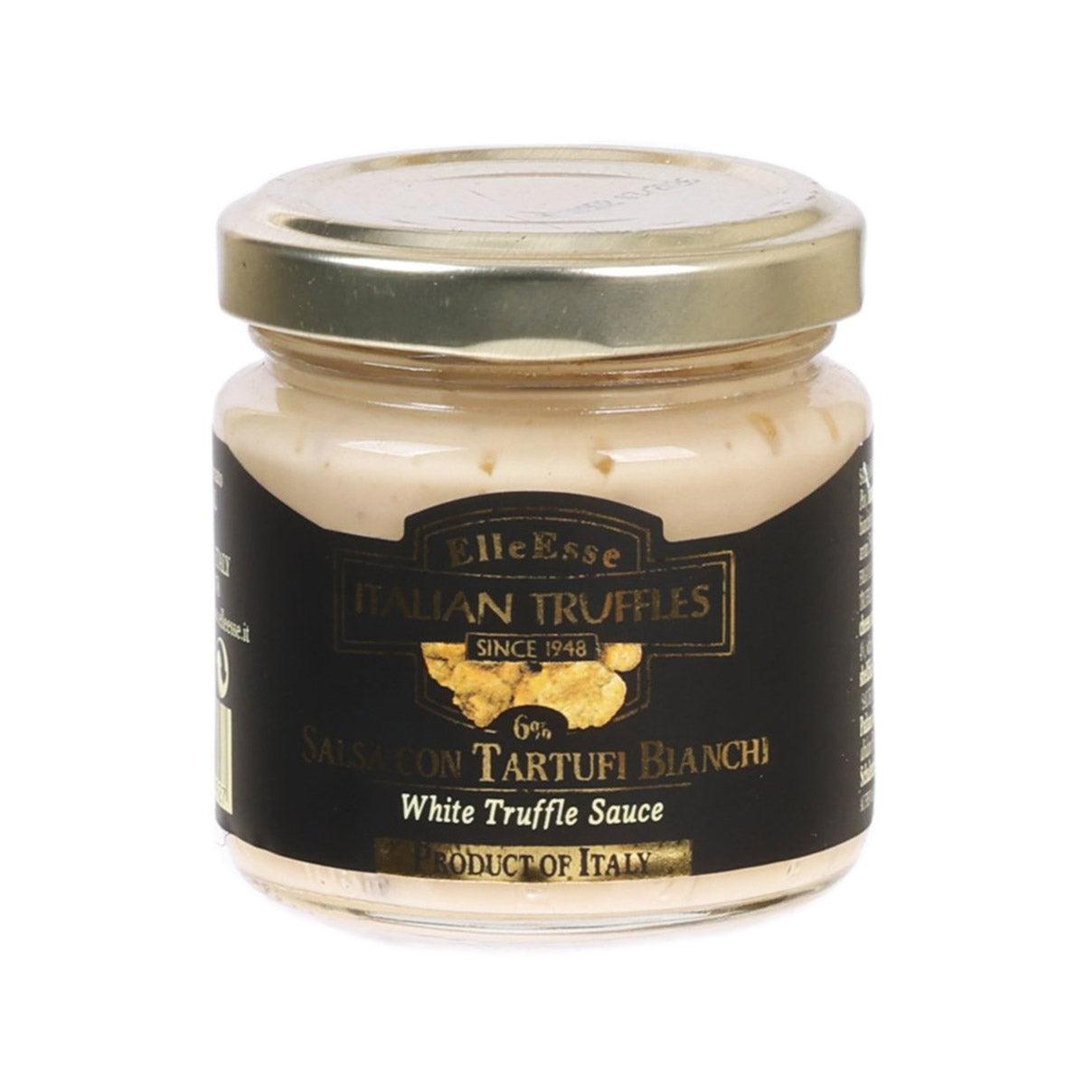 Elle Esse 6% White Truffle Sauce jar with gold lid and dark label, 90 g