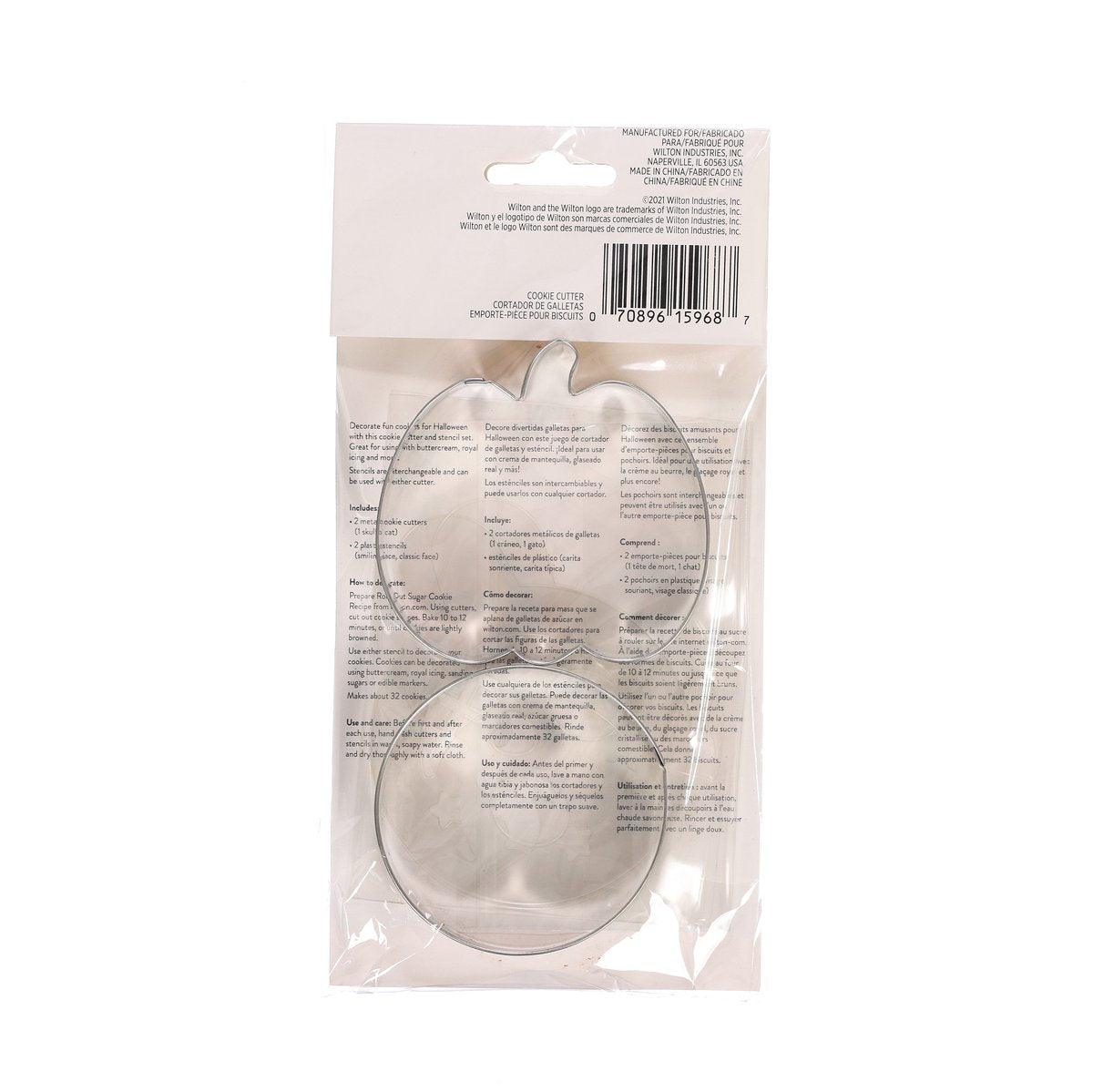 Metal pumpkin cookie cutter in clear plastic bag