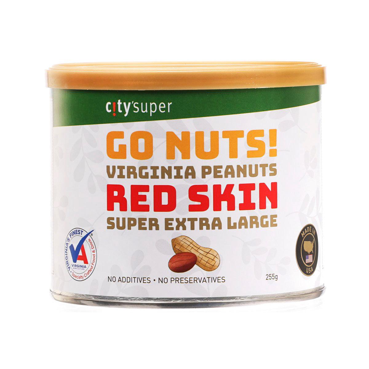 Jar of Go Nuts Virginia Peanuts Red Skin, super extra large, 255g