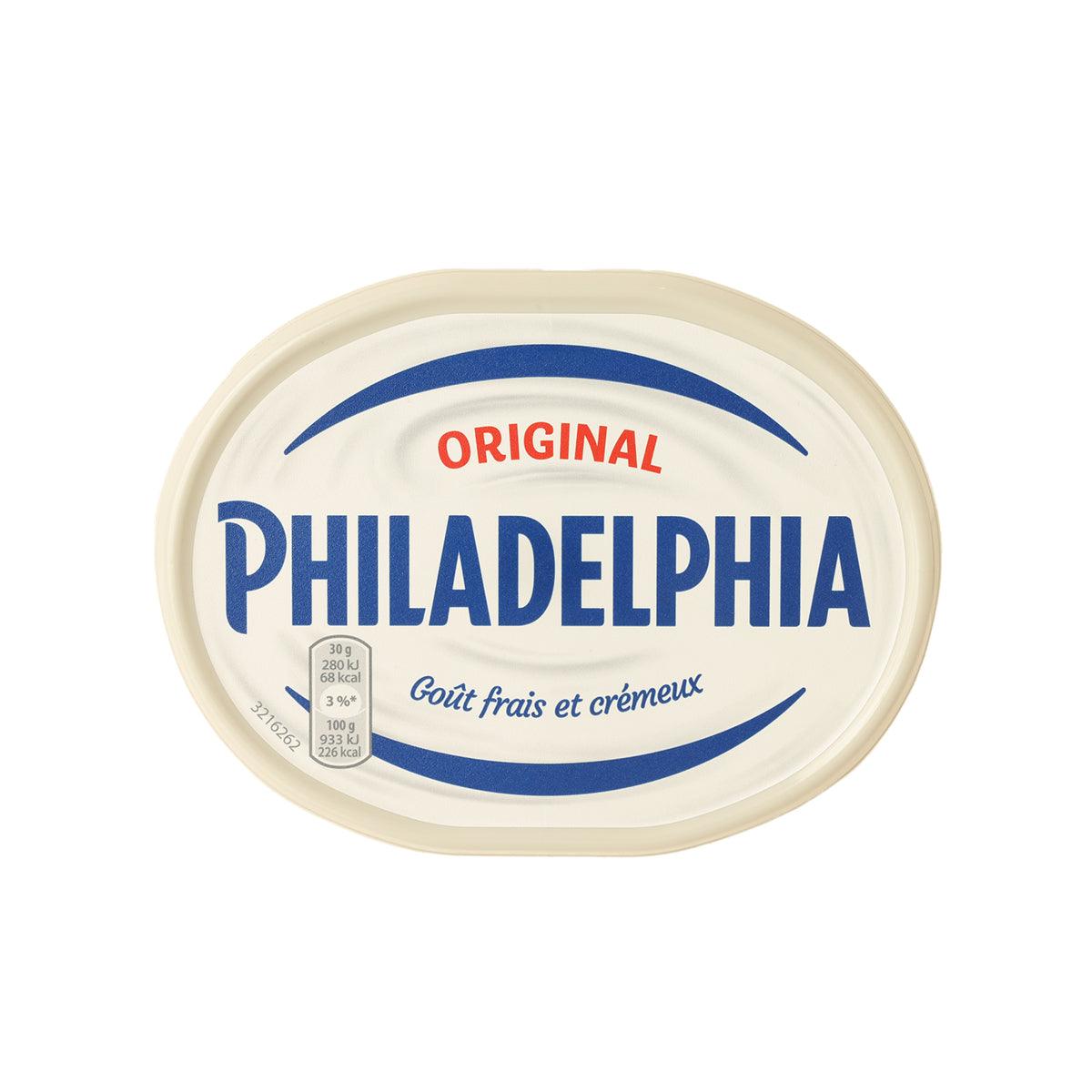 Philadelphia original cream cheese tub, 150g, blue-and-white label on cream lid