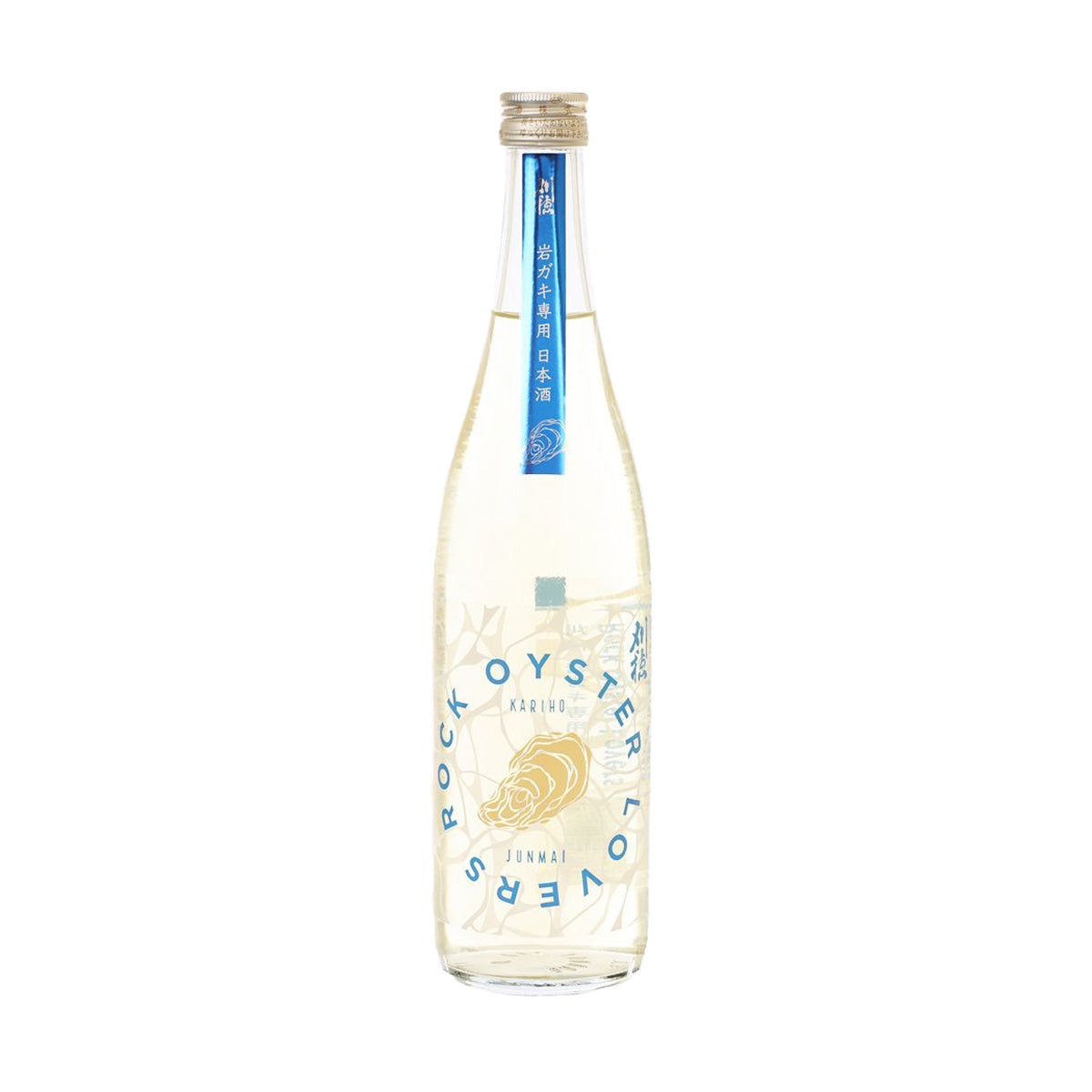 KARIHO Junmai sake bottle 720 mL, clear glass, blue label