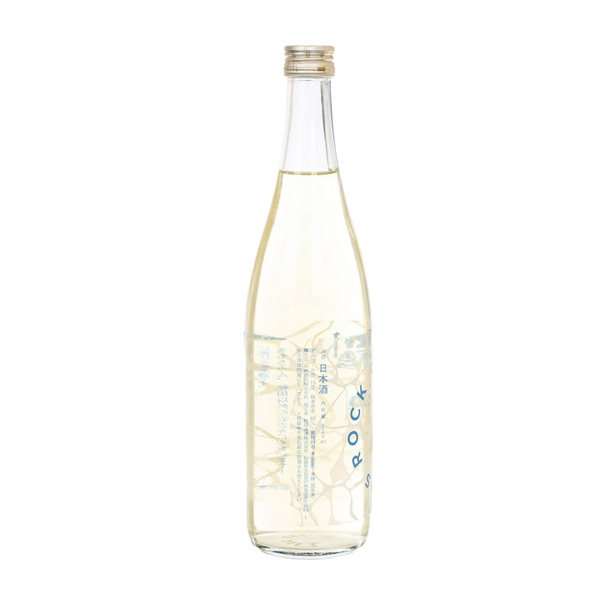 KARIHO Junmai sake bottle 720 mL, clear glass, back label with blue text