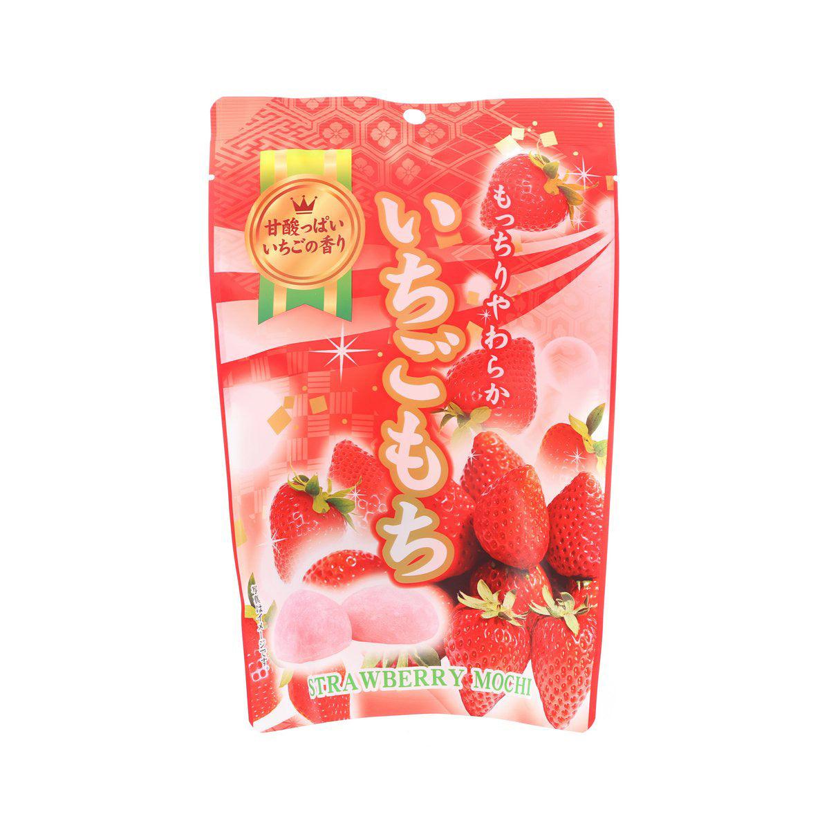 Strawberry mochi snack pouch with red-and-pink berry graphics, 130g