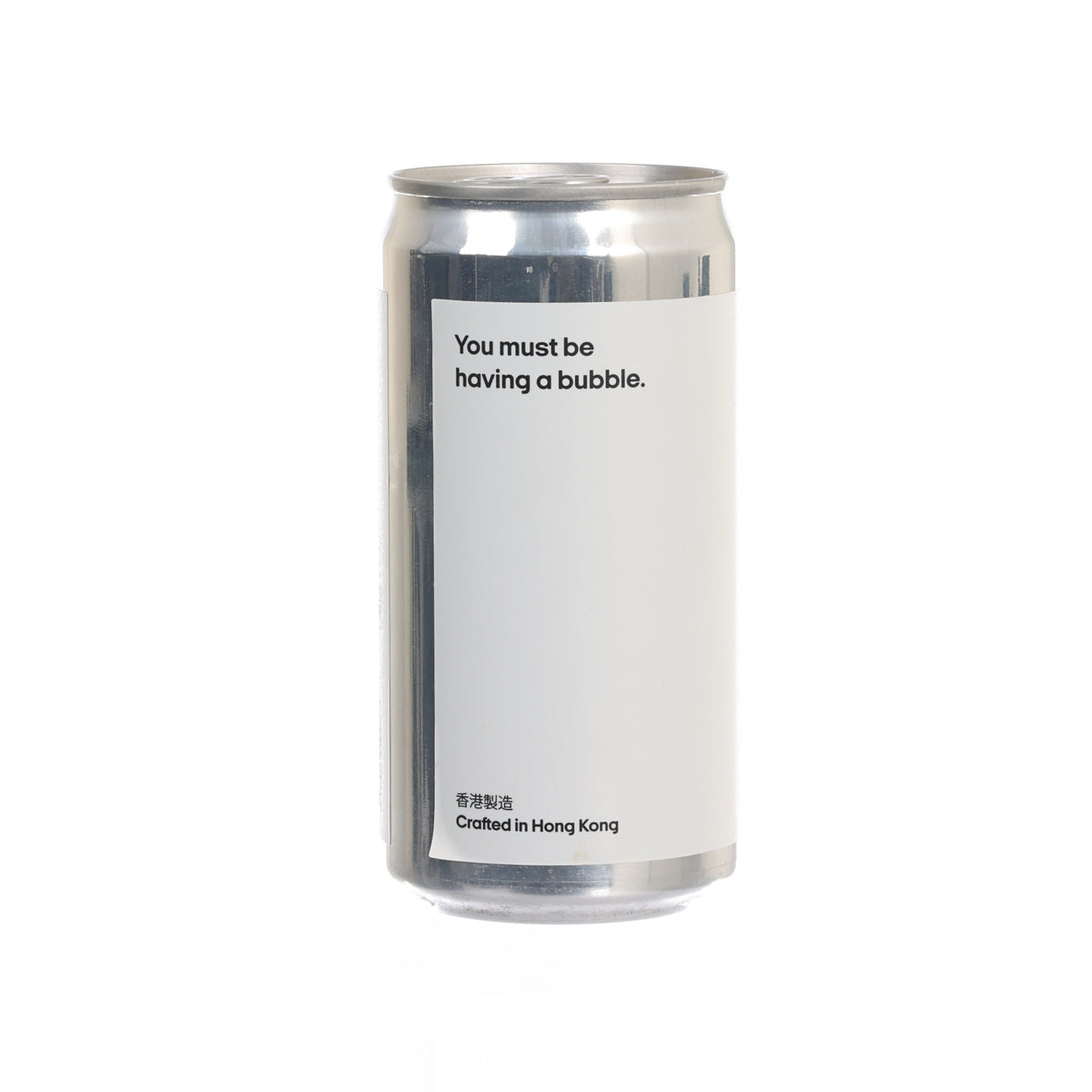 Carbonation tonic water can with 'You must be having a bubble' text