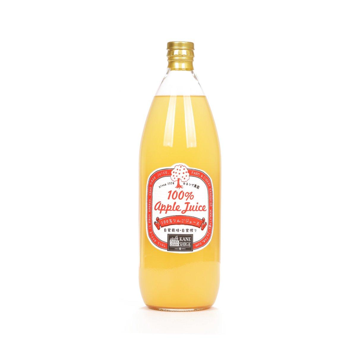 100% apple juice bottle, 1000 mL, front label with red badge