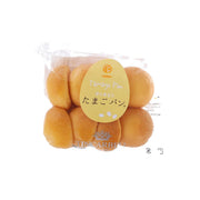 Plain egg bread rolls in clear bag, golden-brown and round