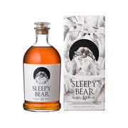 Sleepy Bear 22-year barrel-aged shochu bottle and carton with bear logo