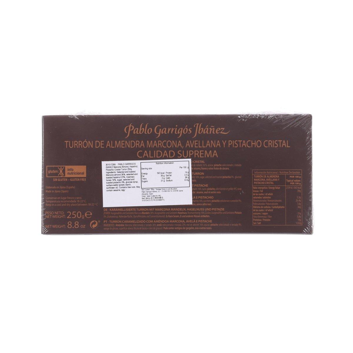 PABLO GARRIGOS IBANEZ turron box back with ingredients and nutrition information panel