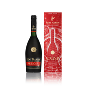 REMY MARTIN VSOP cognac bottle with gold neck label and red gift box