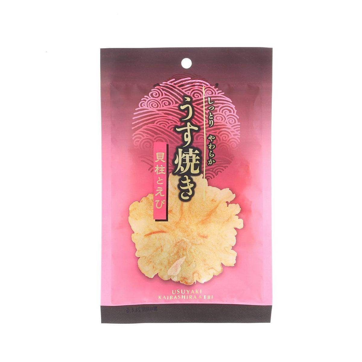 Shrimp cracker snack bag with pressed scallop cracker graphic