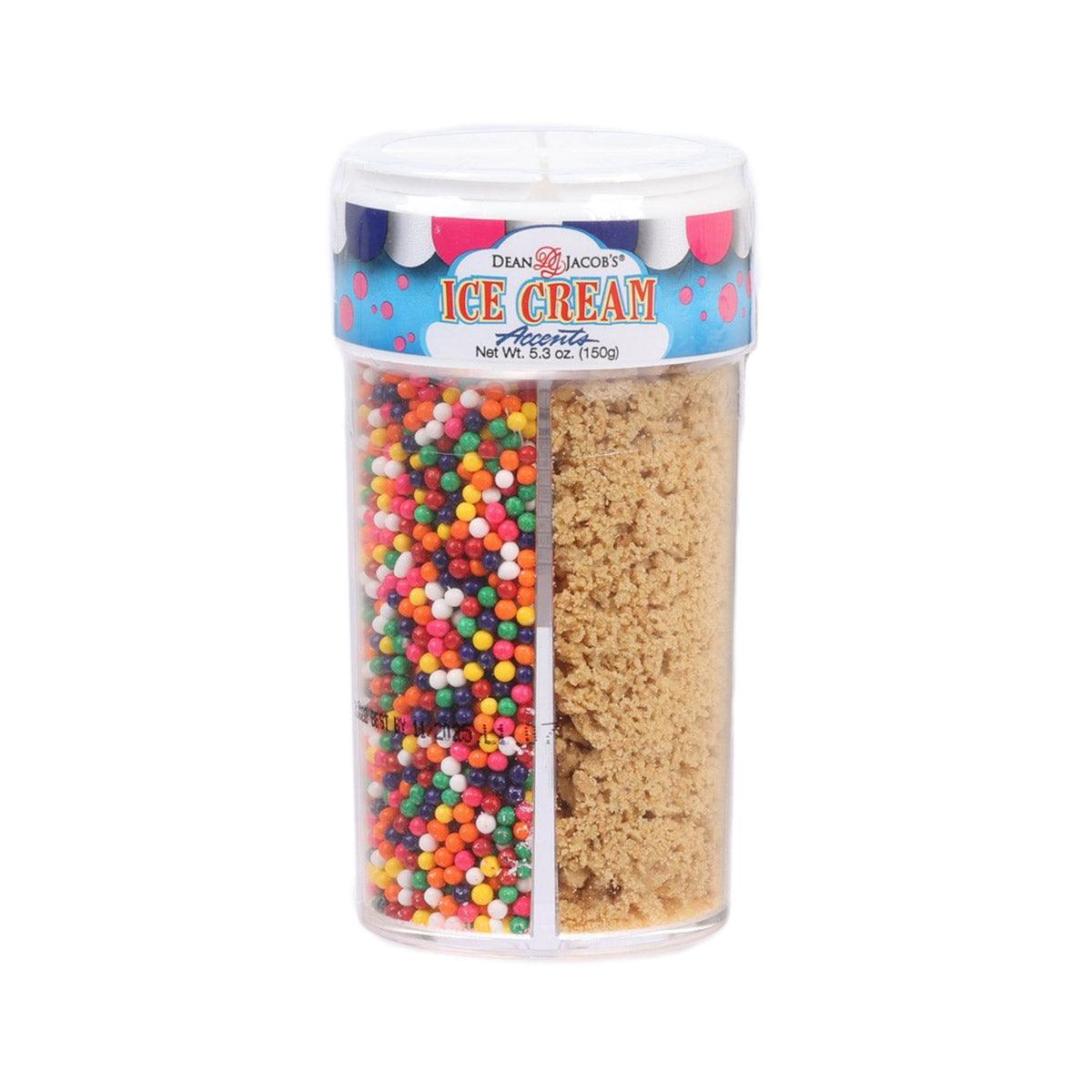 Ice cream sprinkles jar with colorful bead sprinkles and beige sugar accents, 150g