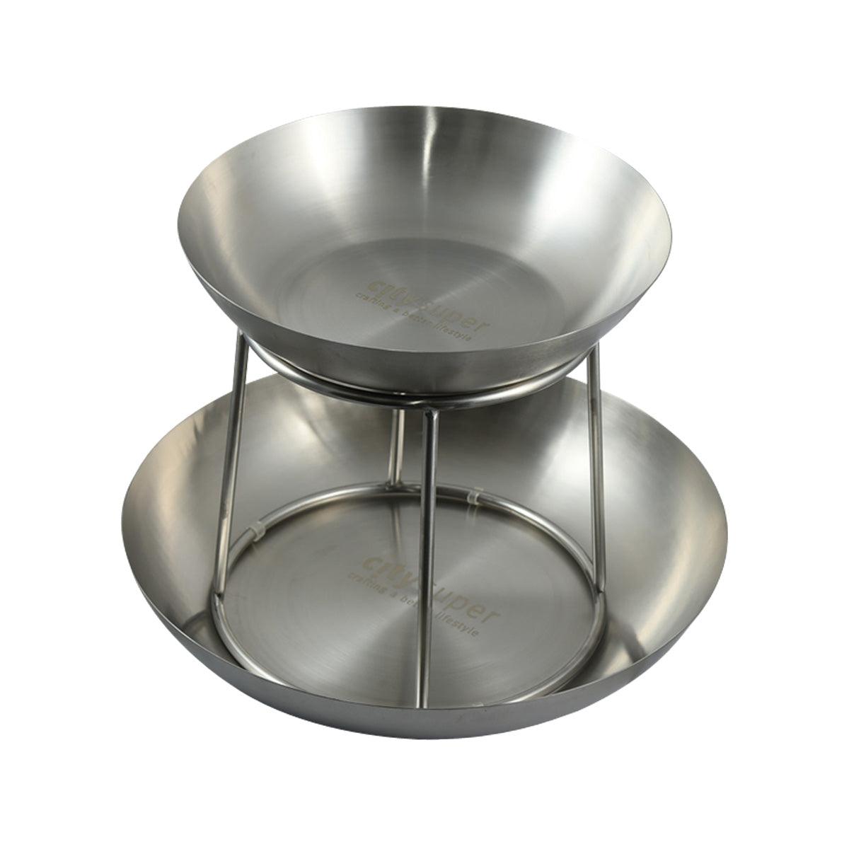 CITYSUPER stainless steel seafood platter with central support ring and two bowls