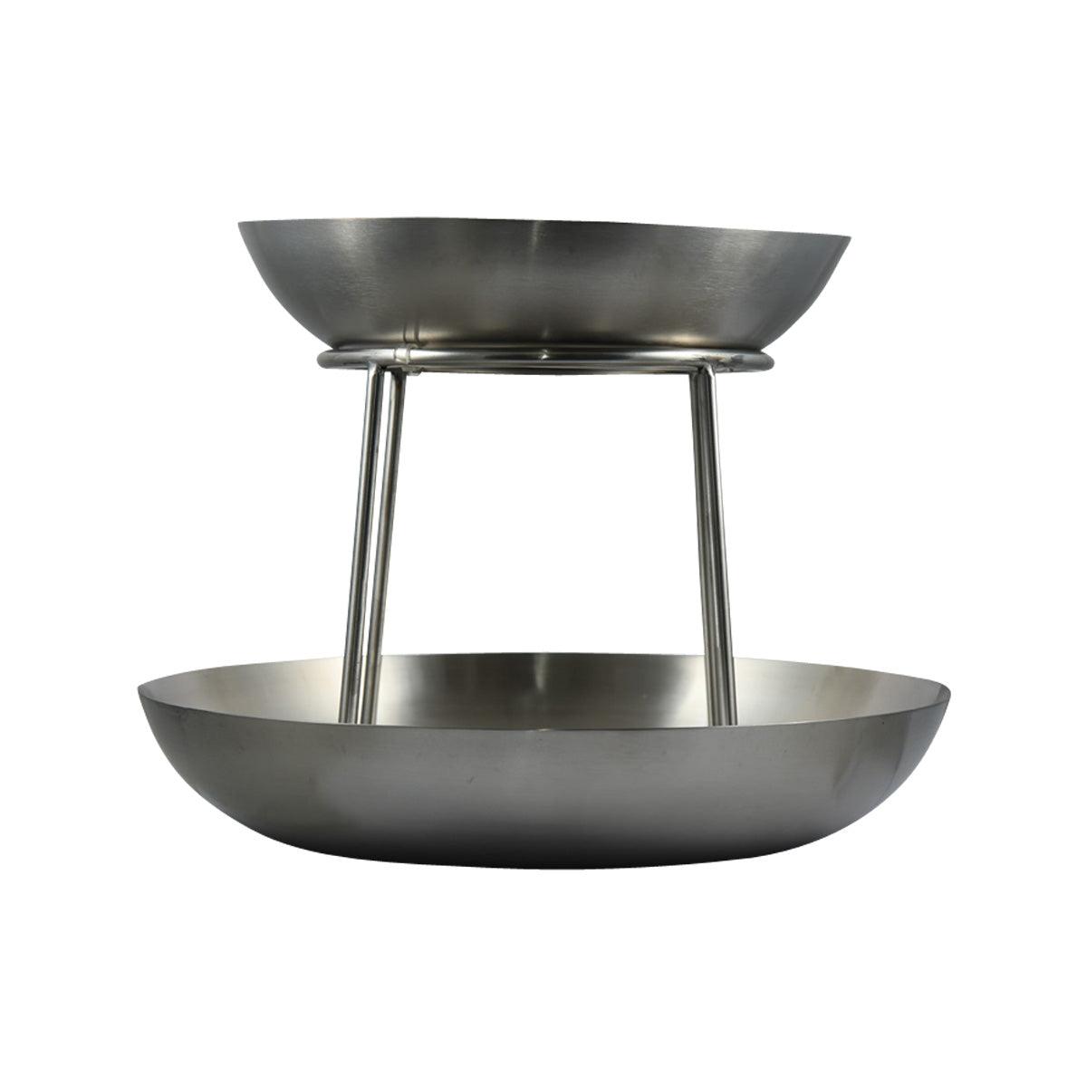 CITYSUPER stainless steel seafood platter with two-tier bowls on metal legs