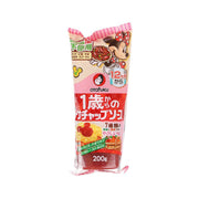 Kids ketchup sauce pouch, 200g, pink front with cartoon character graphic
