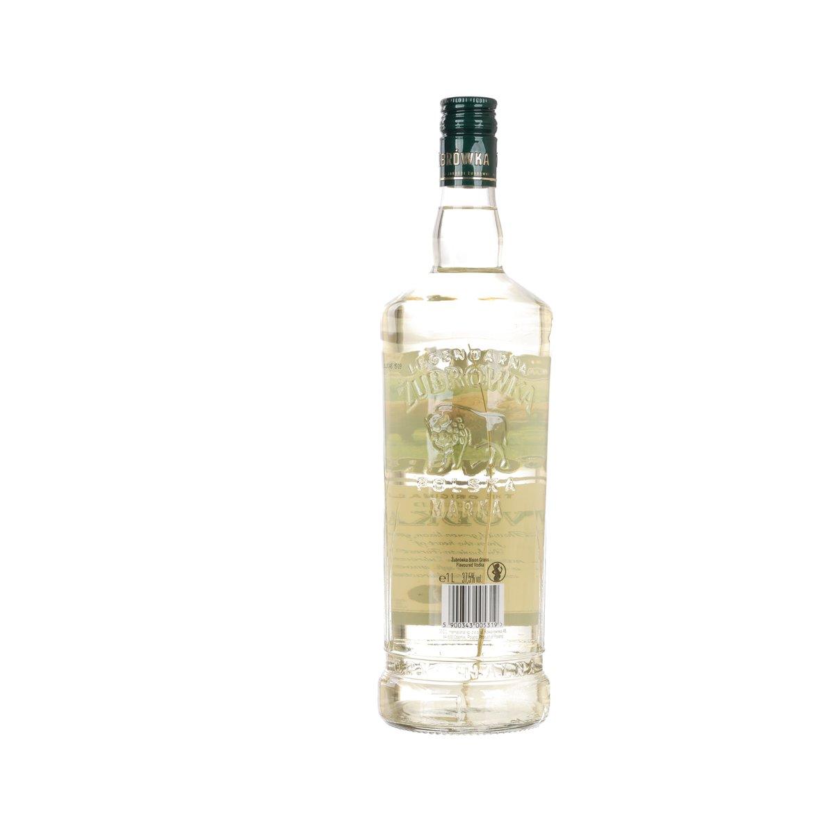 ZUBROWKA Bison Grass Vodka bottle with back label and barcode