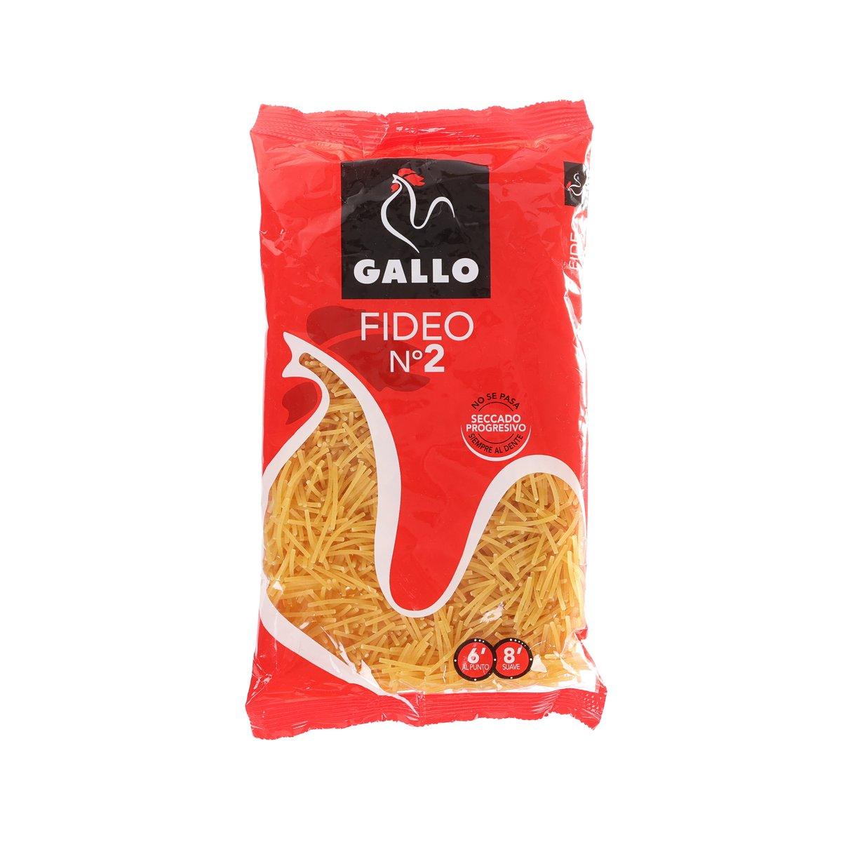 GALLO Fideo No.2 pasta bag, red package with visible yellow noodles