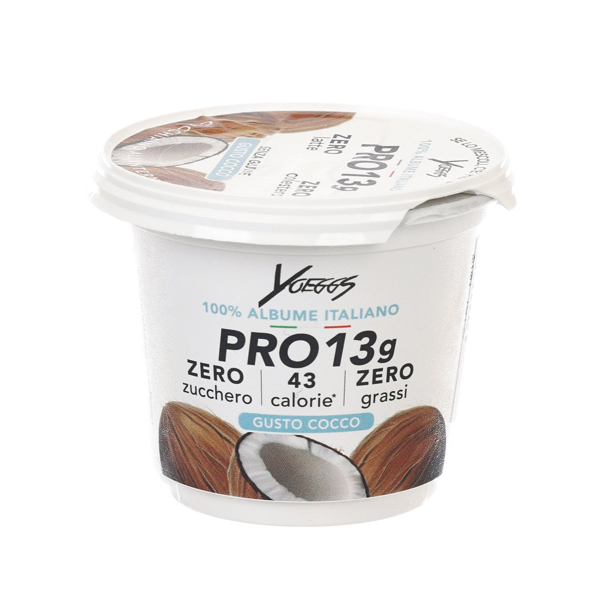 White yogurt alternative cup with PRO 13g zero sugar coconut front label