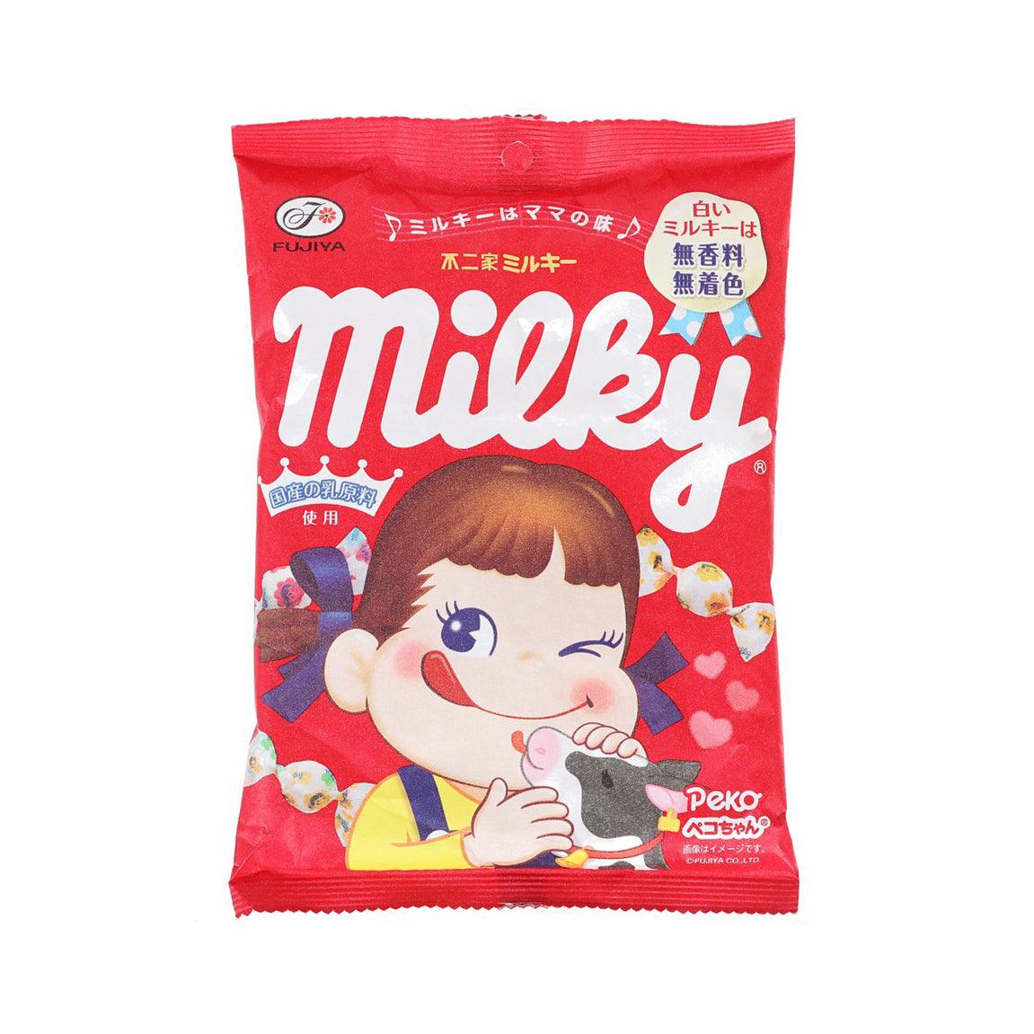 Red milk candy pouch with cartoon character and large Milky logo