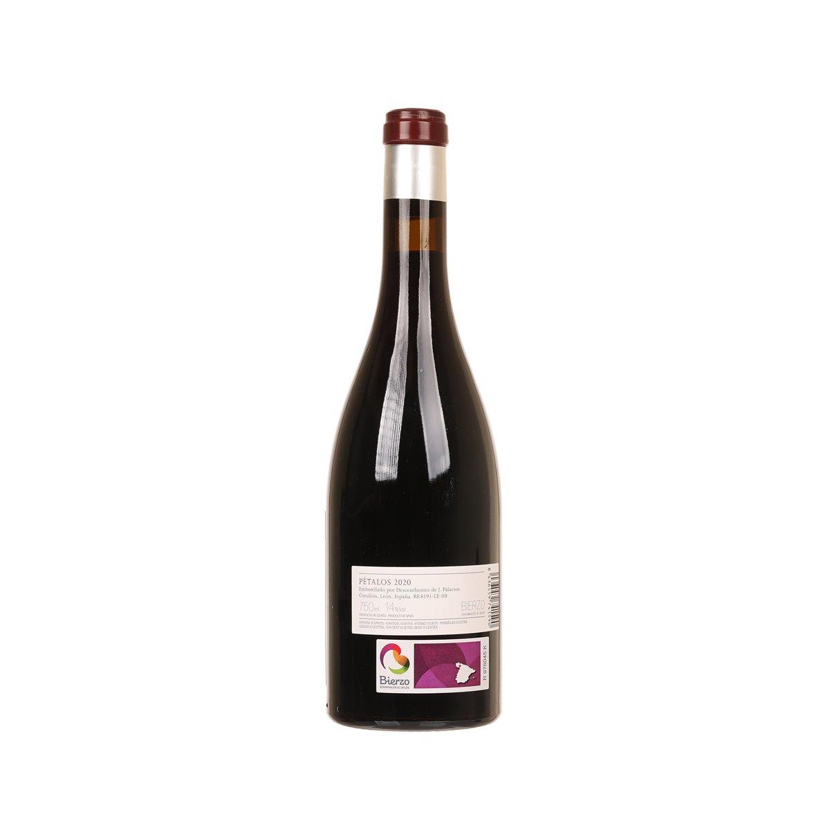 Wine bottle with back label and red foil cap, magenta panel and barcode